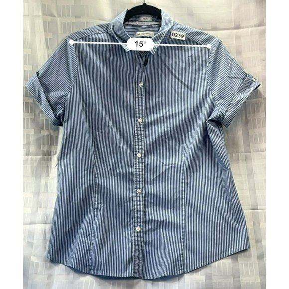 LIZ CLAIBORNE, Women SHIRT, BUTTON DOWN, SHORT sleeve, COLOR BLUE, SIZE S - Picture 2 of 9